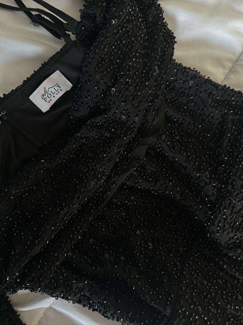 Oh Polly US Size 4 Champel Embellished Cowl Neck Maxi Dress in Black